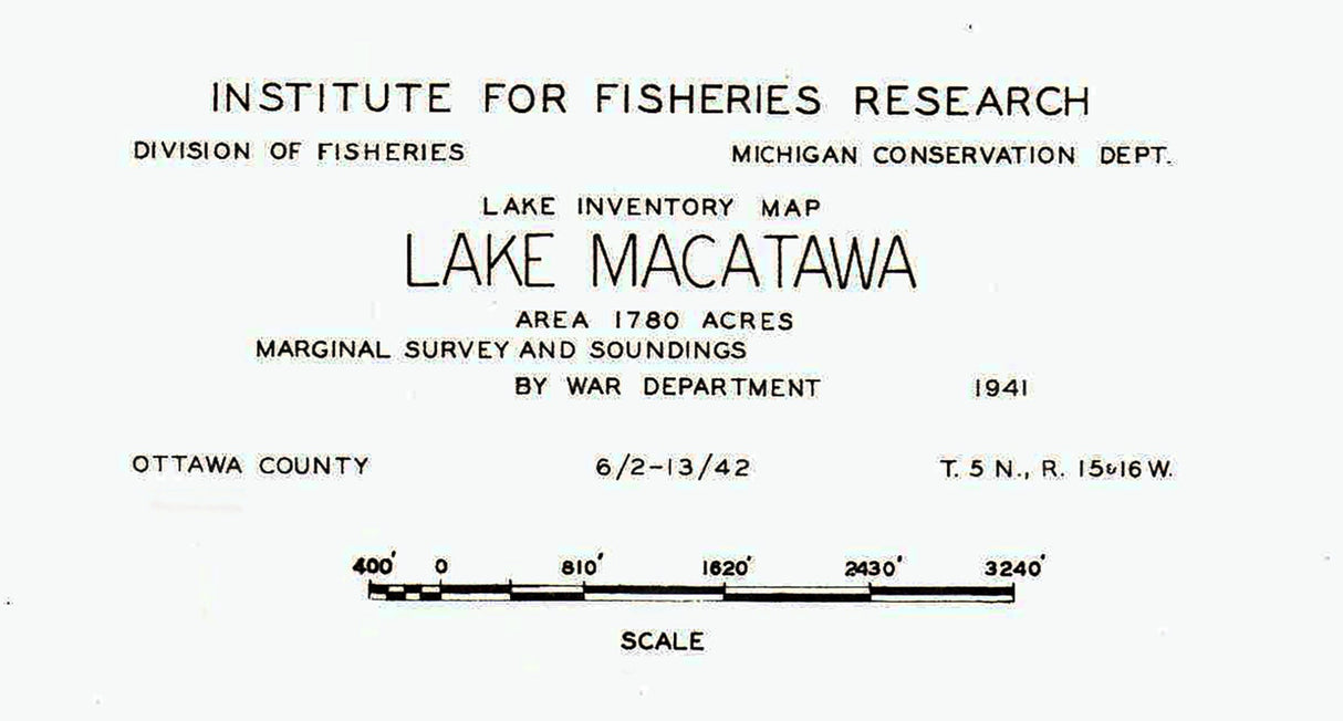 1941 Map of Lake Macatawa Ottawa County Michigan