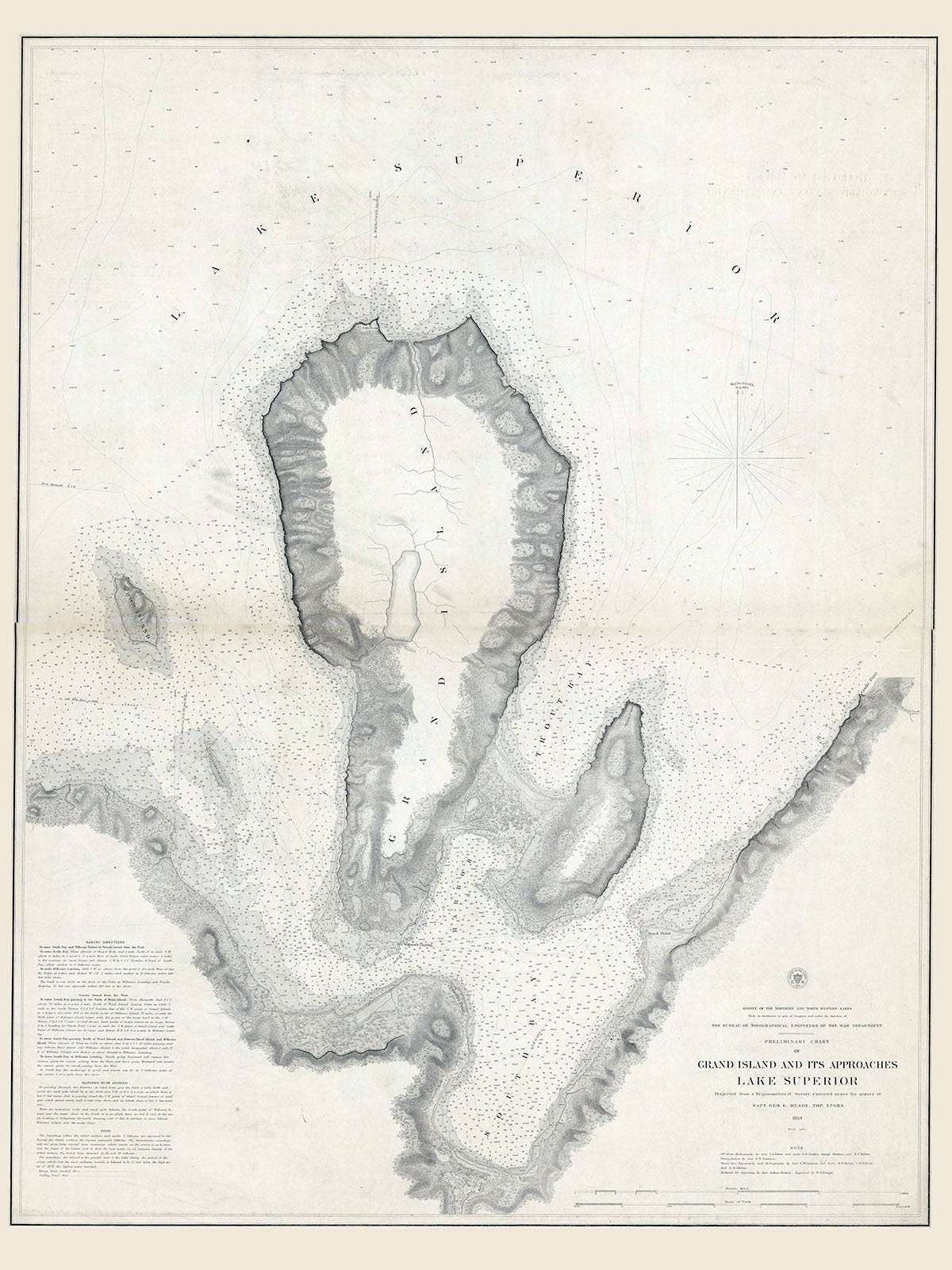 1862 Nautical Map of Grand Island Lake Superior