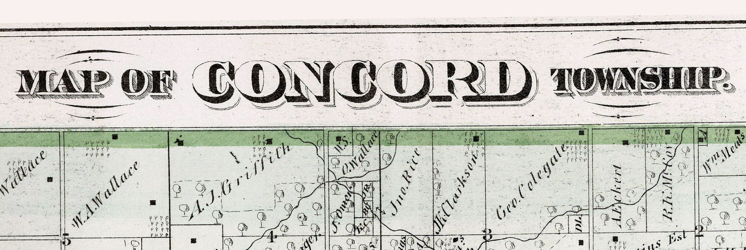 1872 Map of Concord Township Adams County Illinois