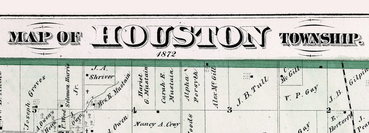 1872 Map of Houston Township Adams County Illinois