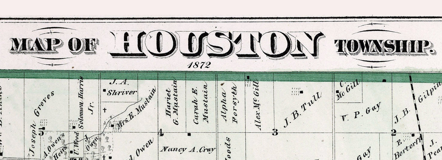 1872 Map of Houston Township Adams County Illinois