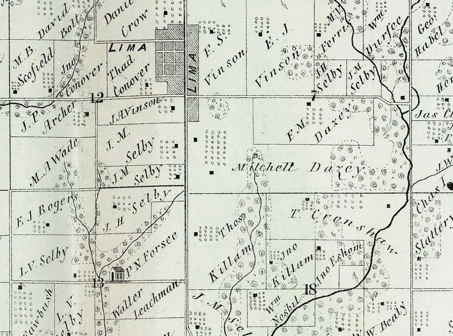 1872 Map of Lima Township Adams County Illinois