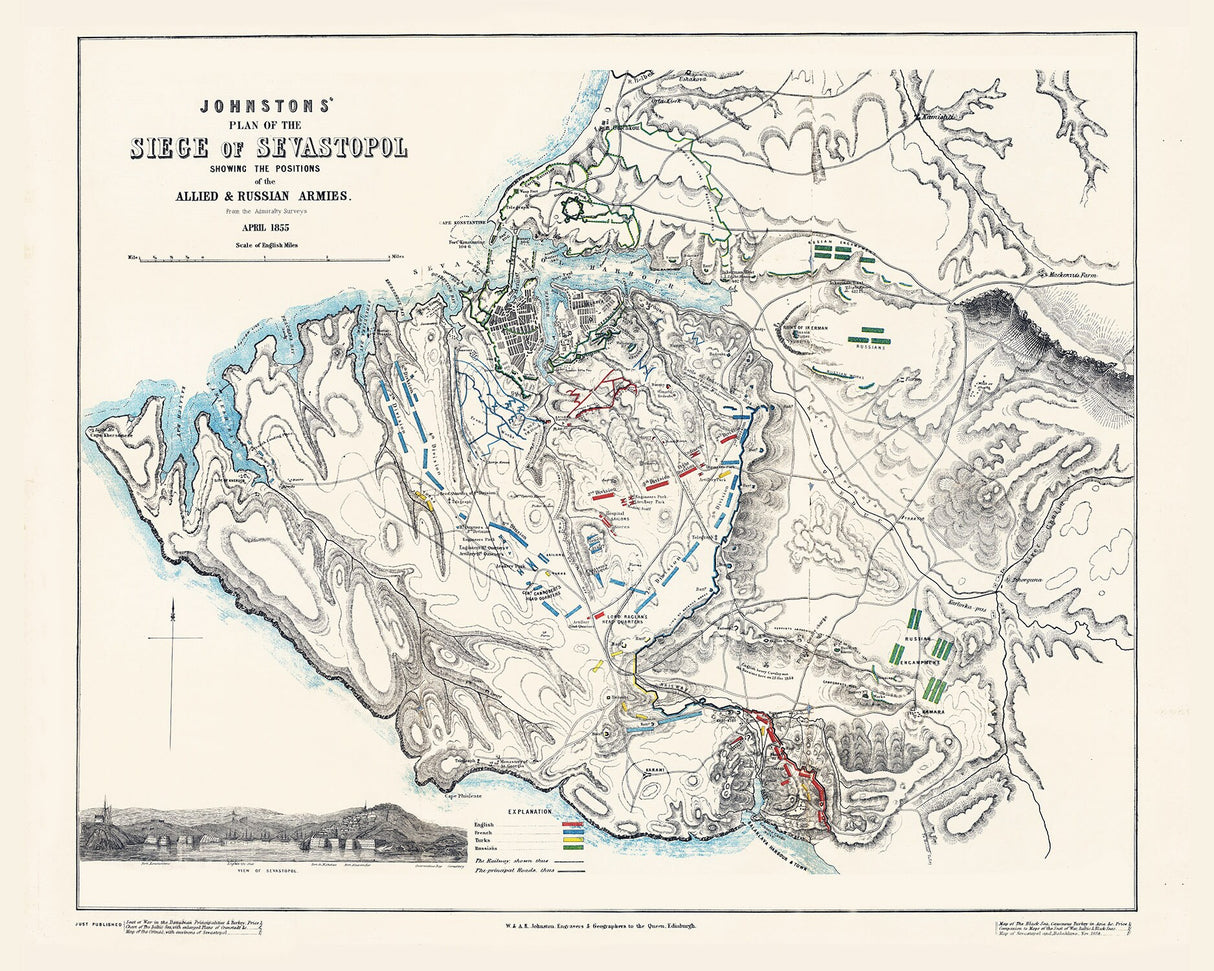 1855 Map of Sevastopol Crimea Ukraine