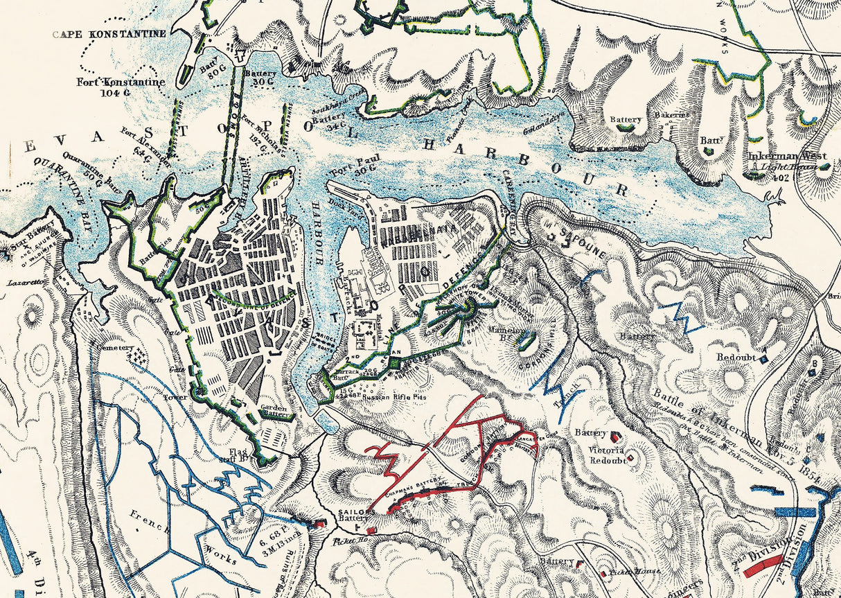1855 Map of Sevastopol Crimea Ukraine