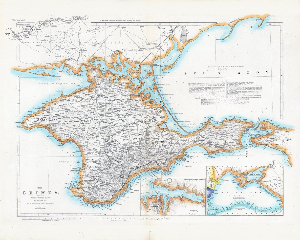 1884 Map of Crimea Ukraine