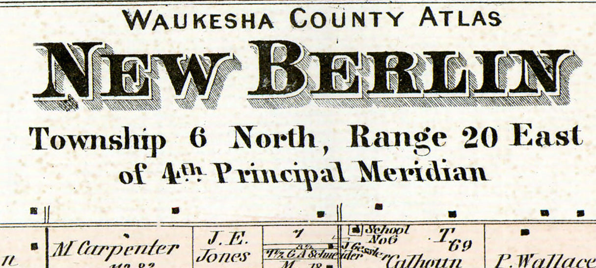 1873 Map of New Berlin Township Waukesha County Wisconsin