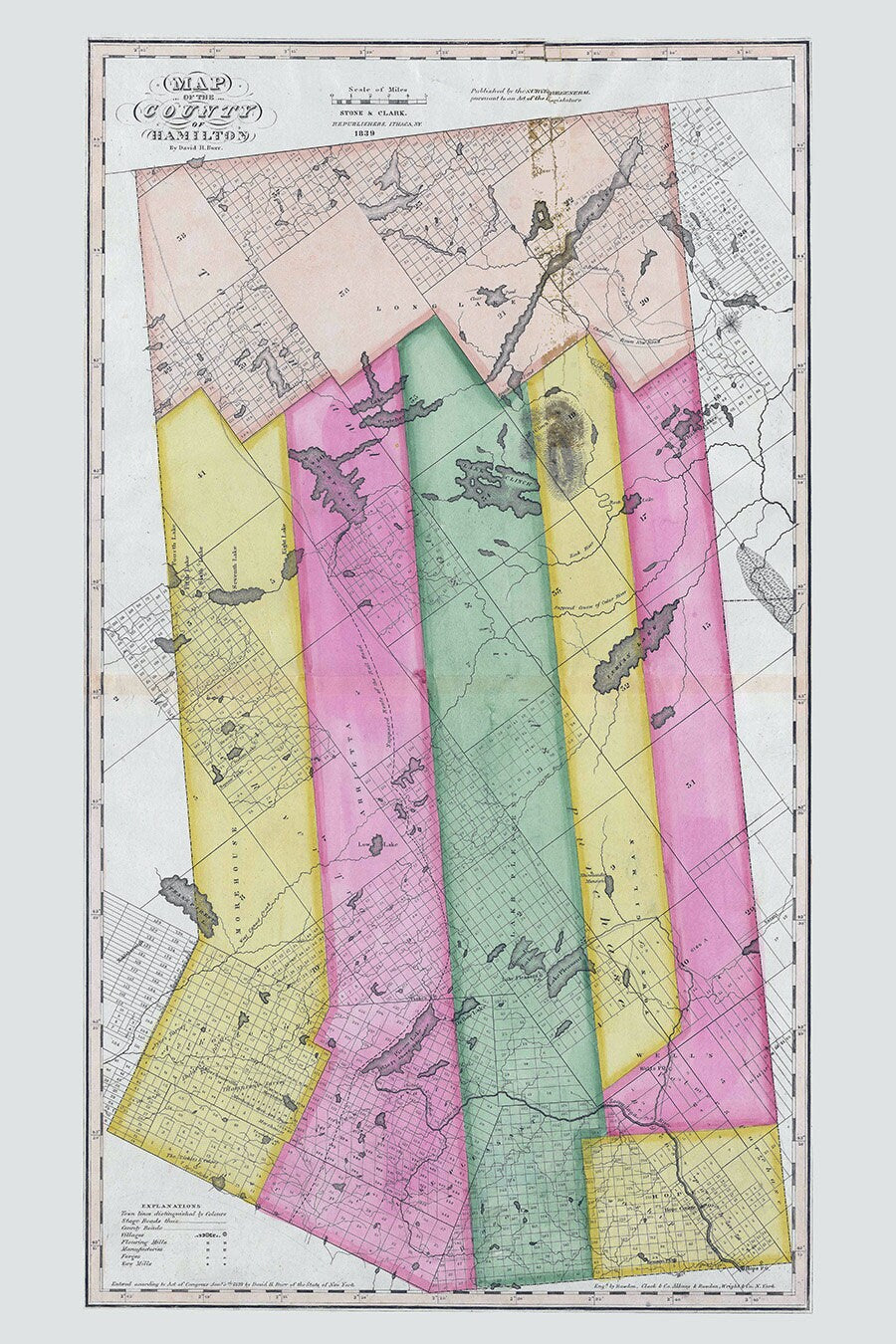 1839 Map of Hamilton County New York