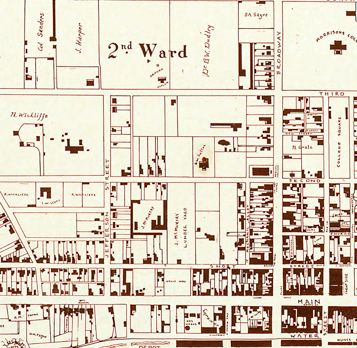 1855 Map of Lexington Fayette County Kentucky