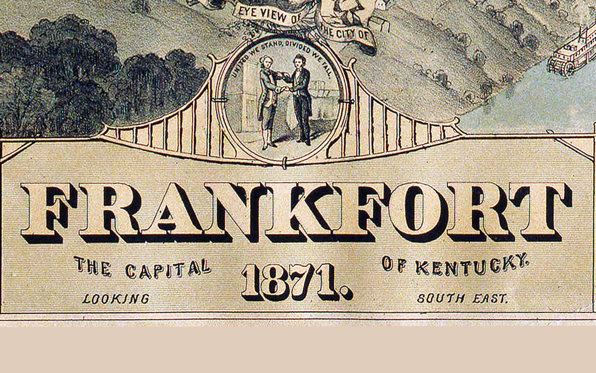1871 Panoramic Map of Frankfort Franklin County Kentucky