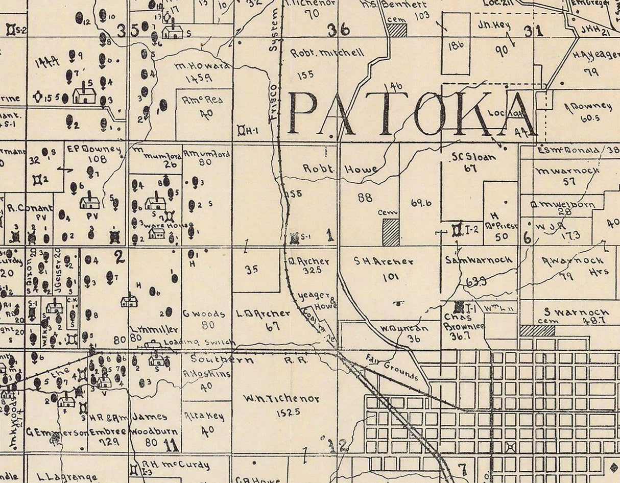 1891 Farm Line Map of The Princeton Oil Field Gibson County Indiana