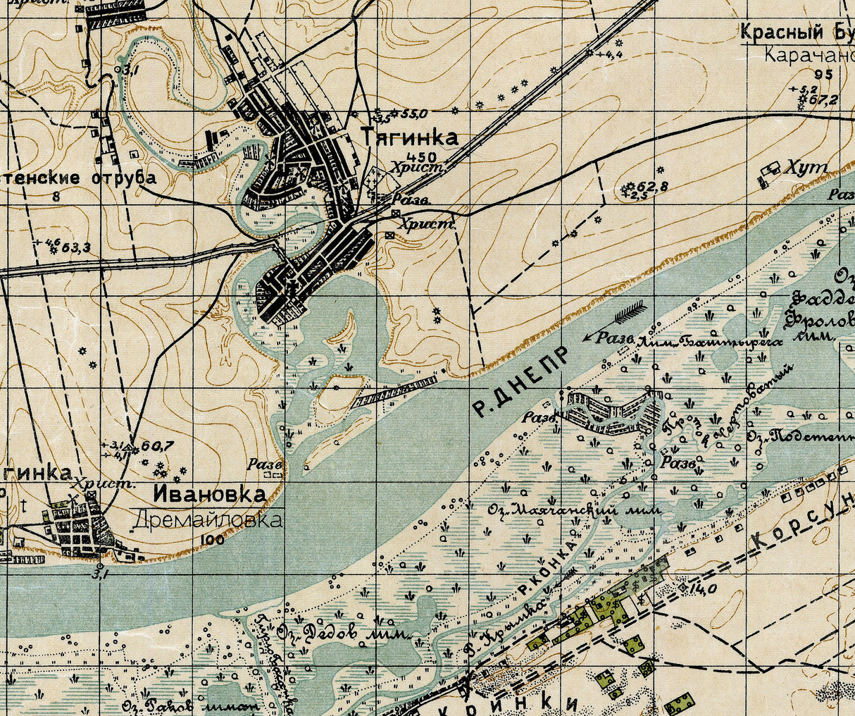 1923 Map of Tyahynka Kherson Oblast Ukraine