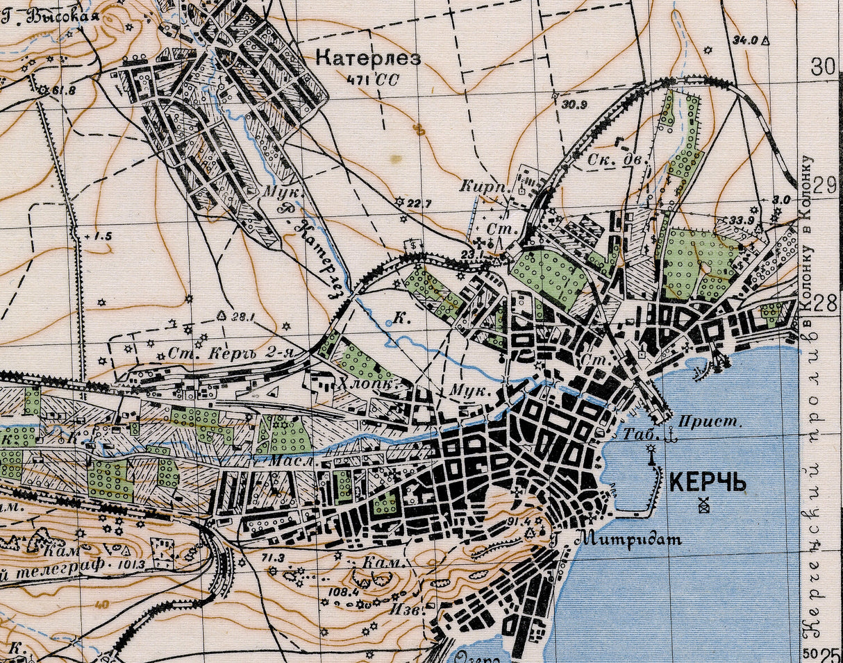 1933 Map of Kerch Crimea Ukraine