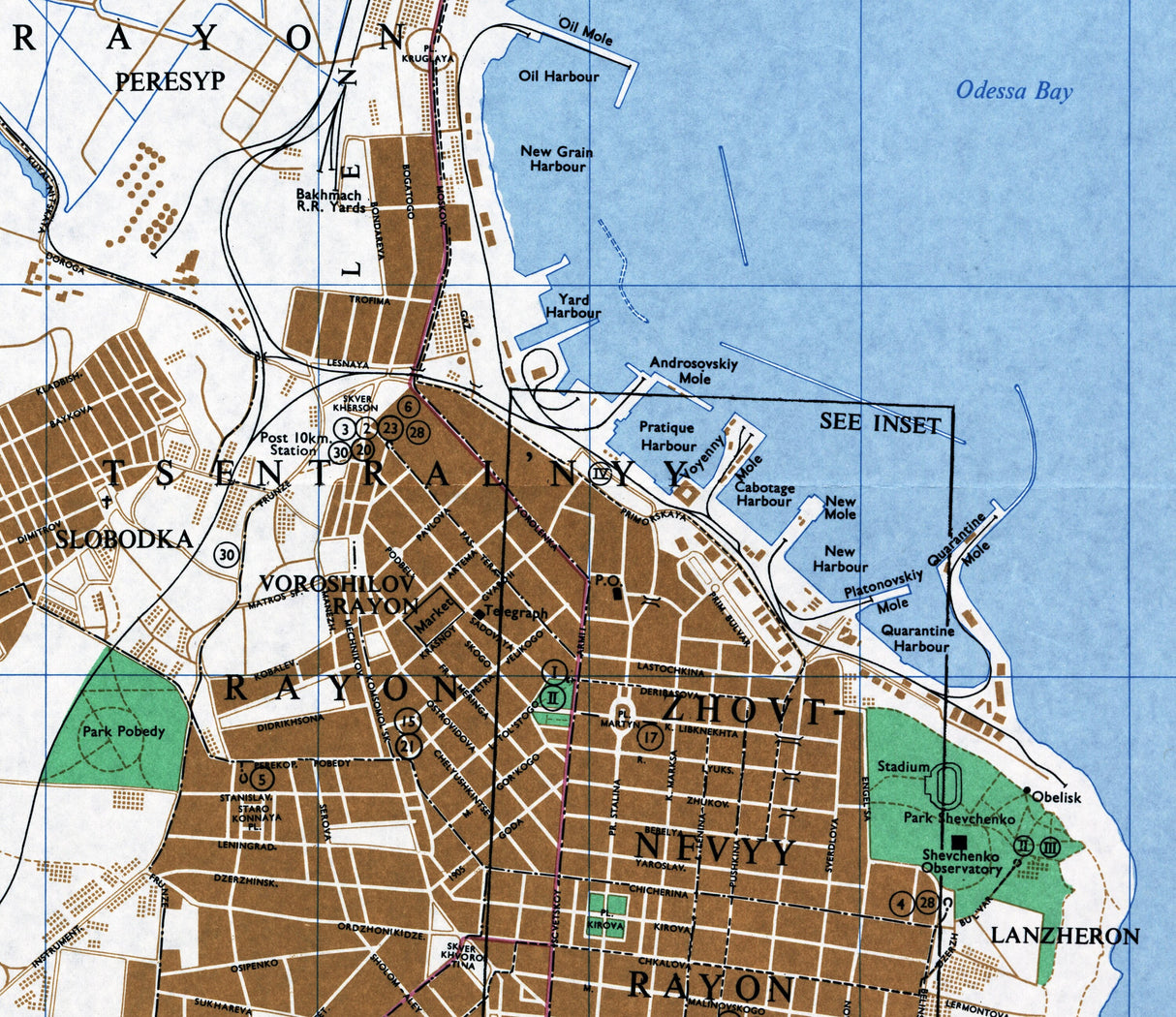1962 Town Map of Odessa Ukraine
