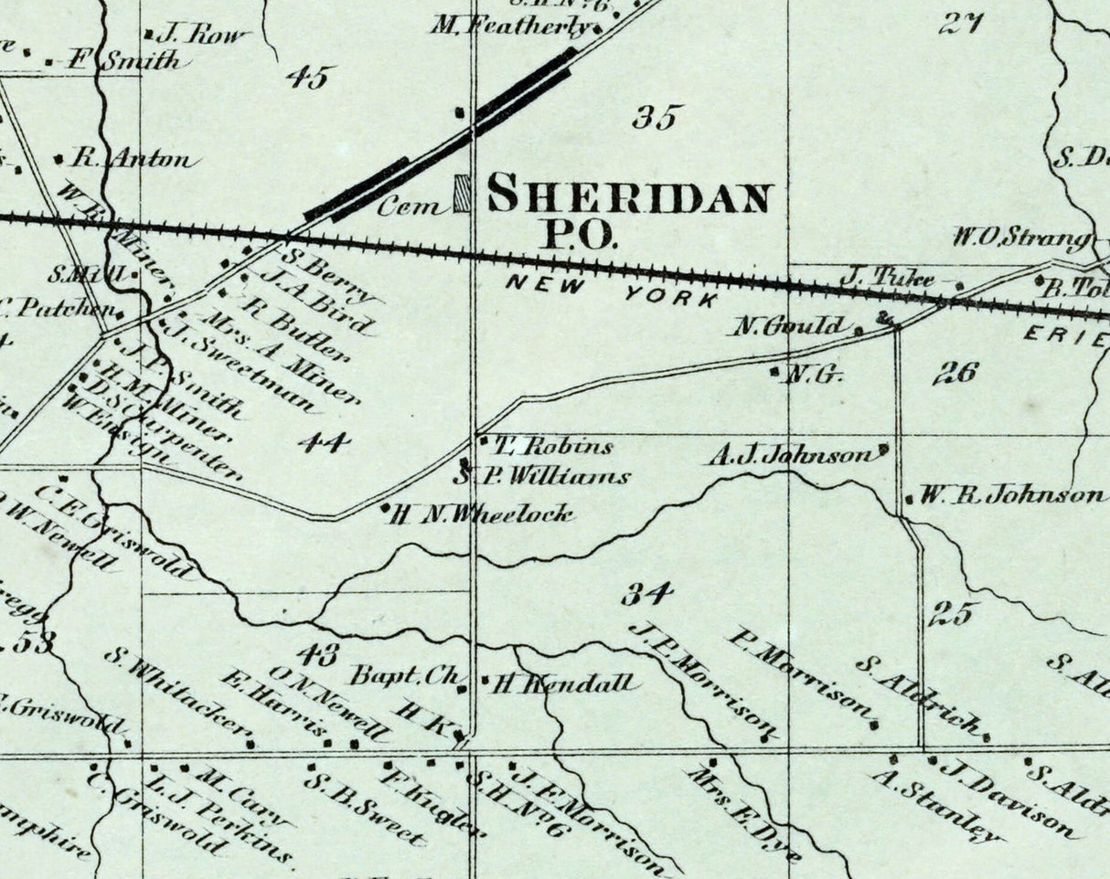 1867 Map of Sheridan Township Chautauqua County New York