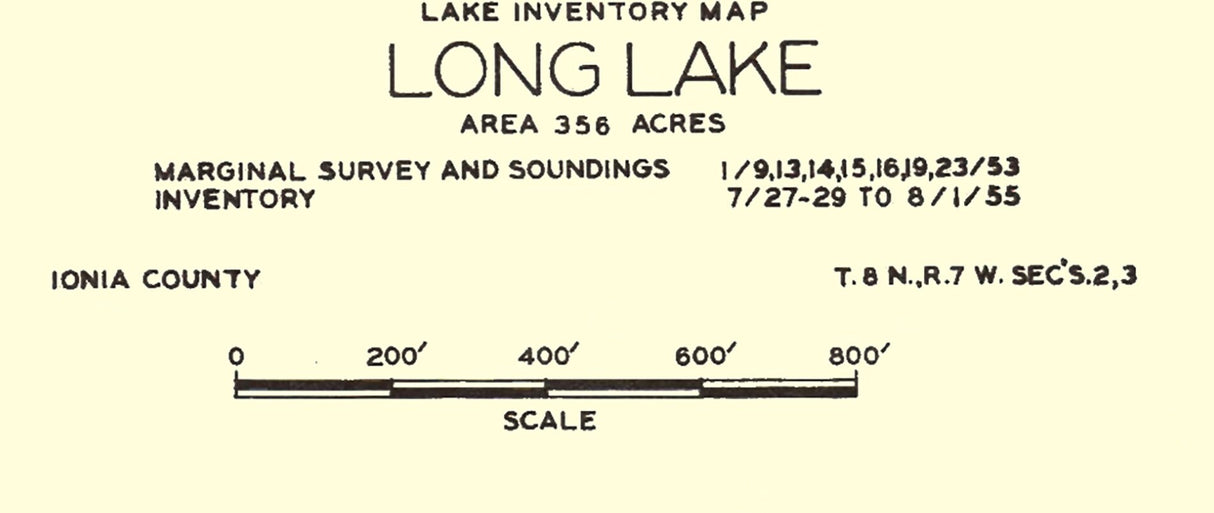 1953 Map of Long Lake Ionia County Michigan