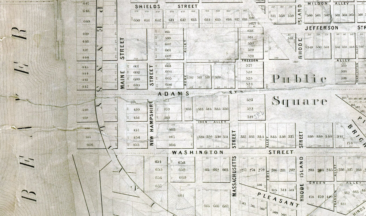 1851 Map of Rochester Beaver County Pennsylvania