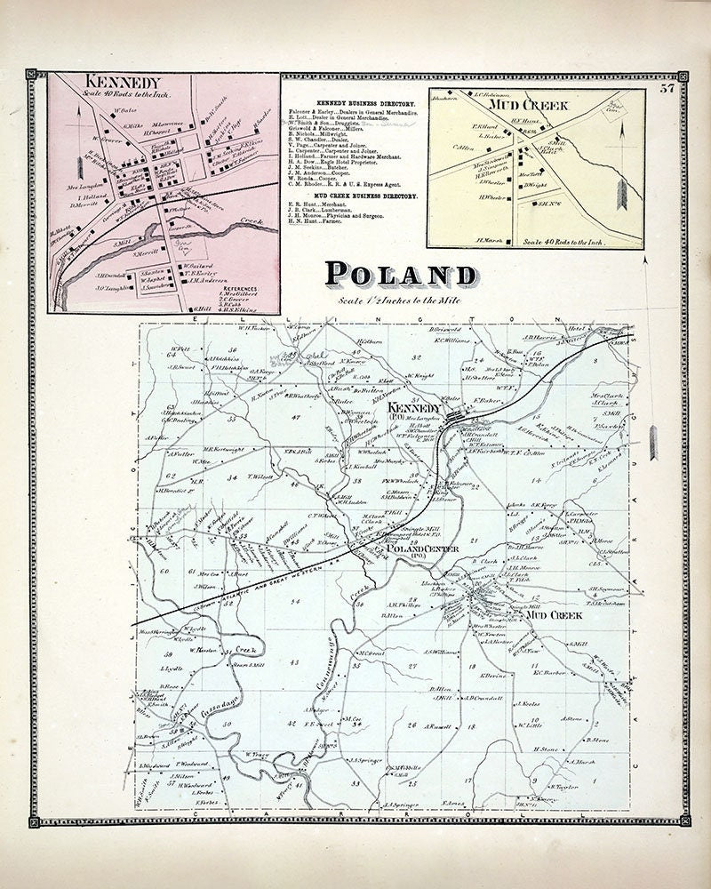 1867 Map of Poland Township Chautauqua County New York