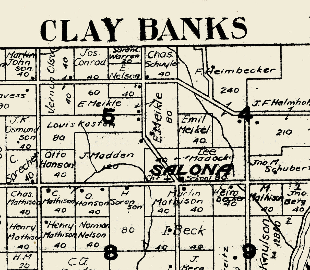 1917 Map of Clay Banks Township Door County Wisconsin