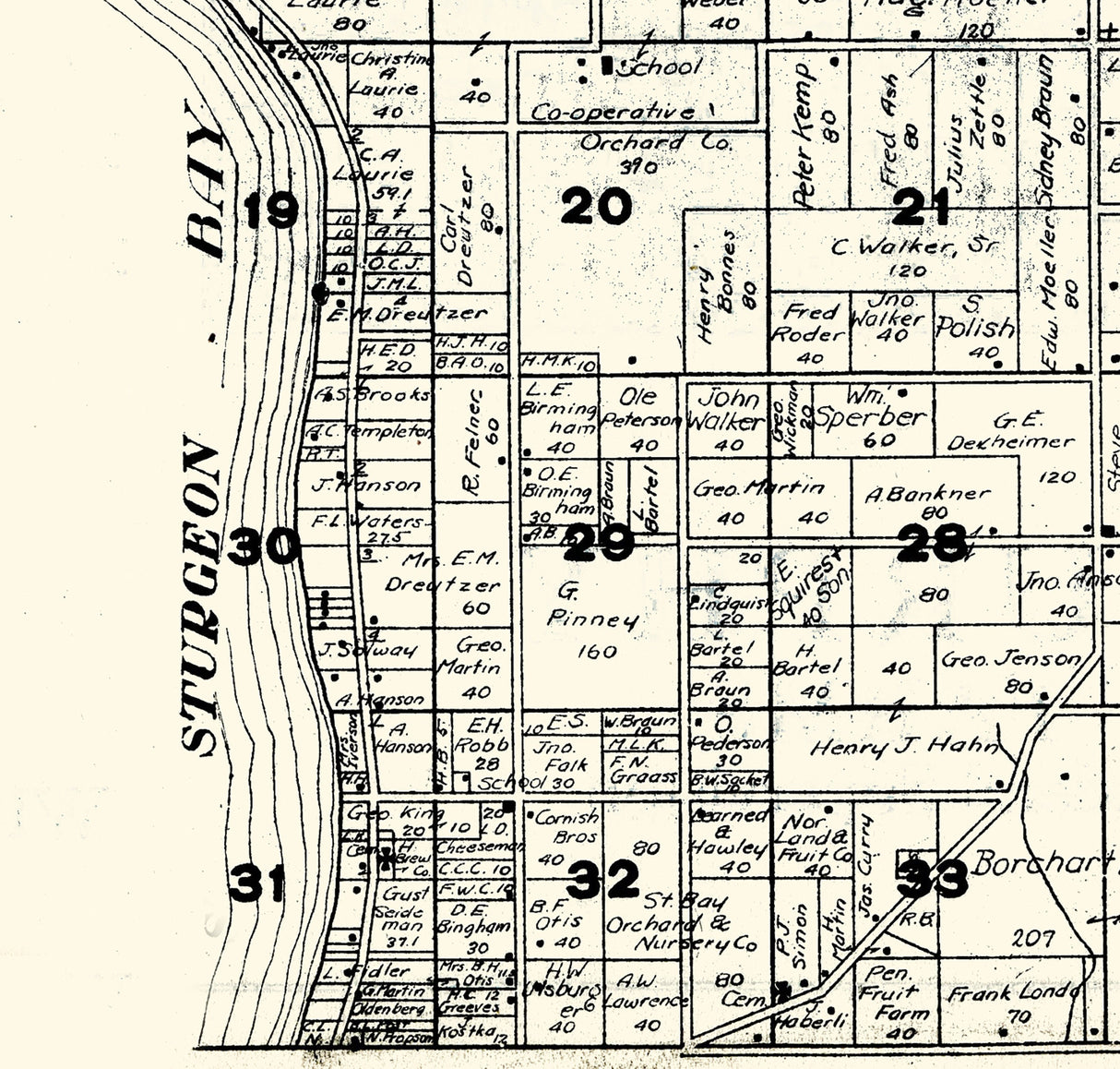 1917 Map of Sevastopol Township Door County Wisconsin