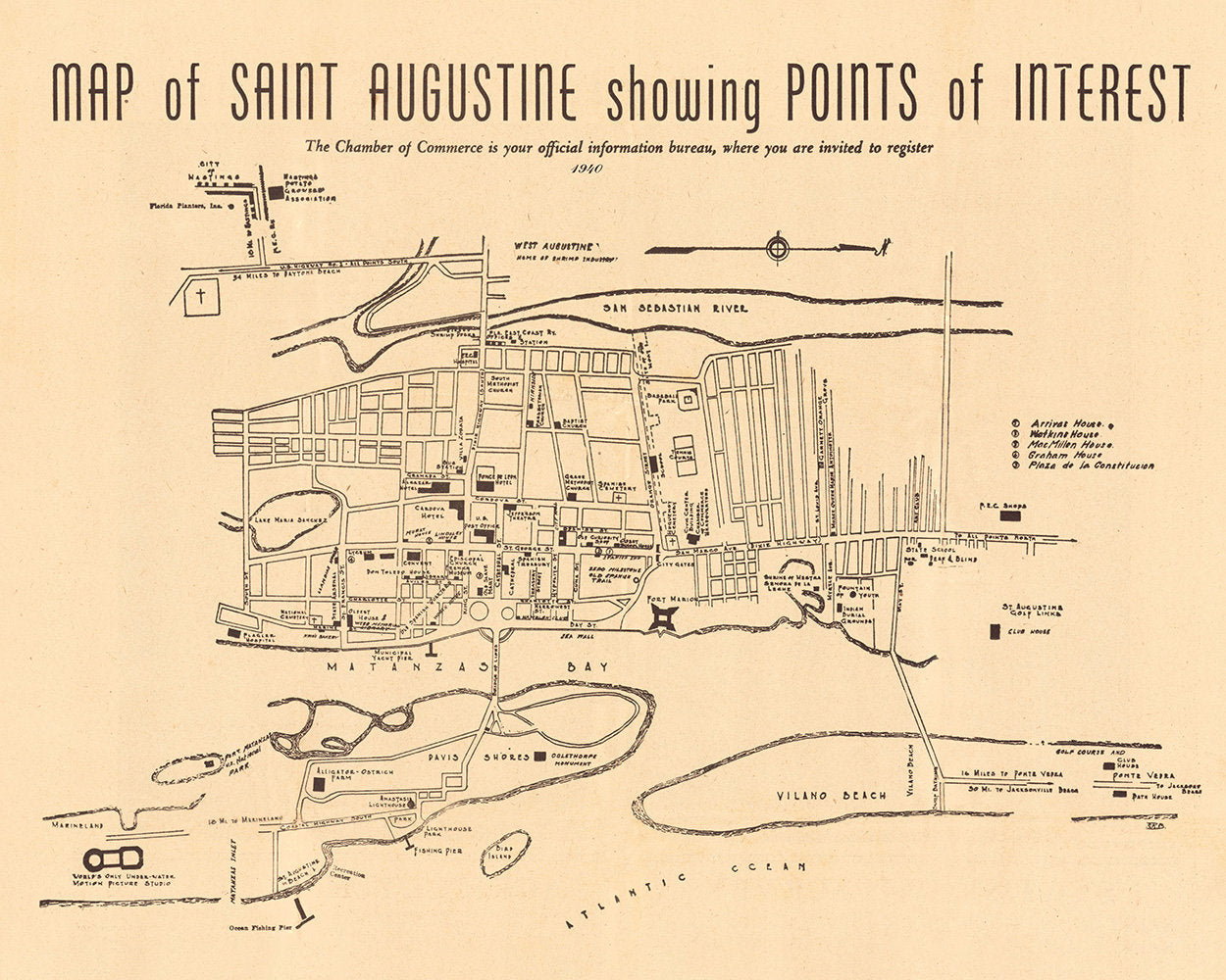1940 Map of Saint Augustine Florida