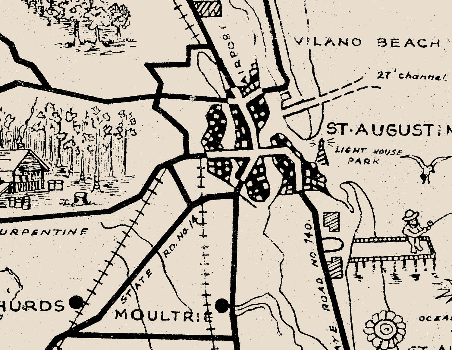 1940 Map of Saint Johns County Florida