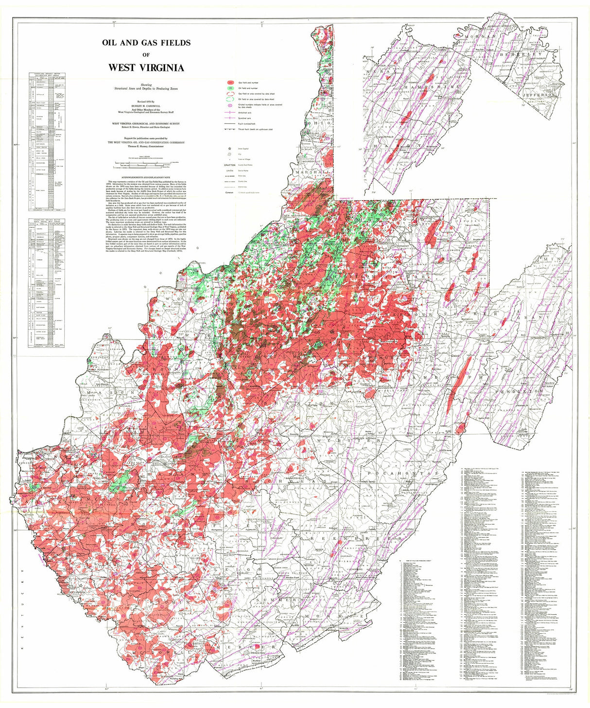 1970 Map of West Virginia Oil and Gas Well Fields