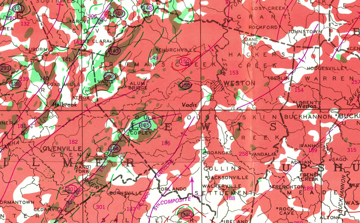 1970 Map of West Virginia Oil and Gas Well Fields