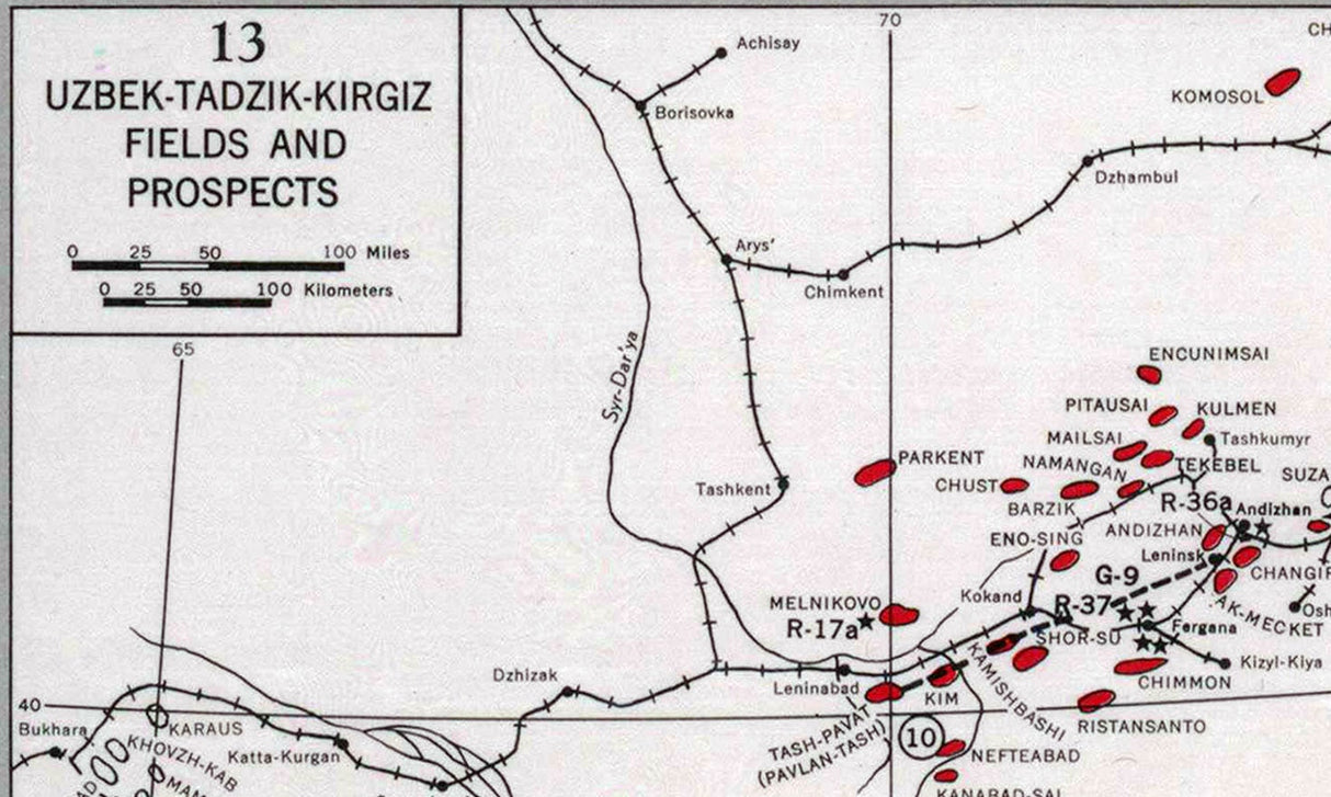 1952 Map of USSR Oil and Gas Fields
