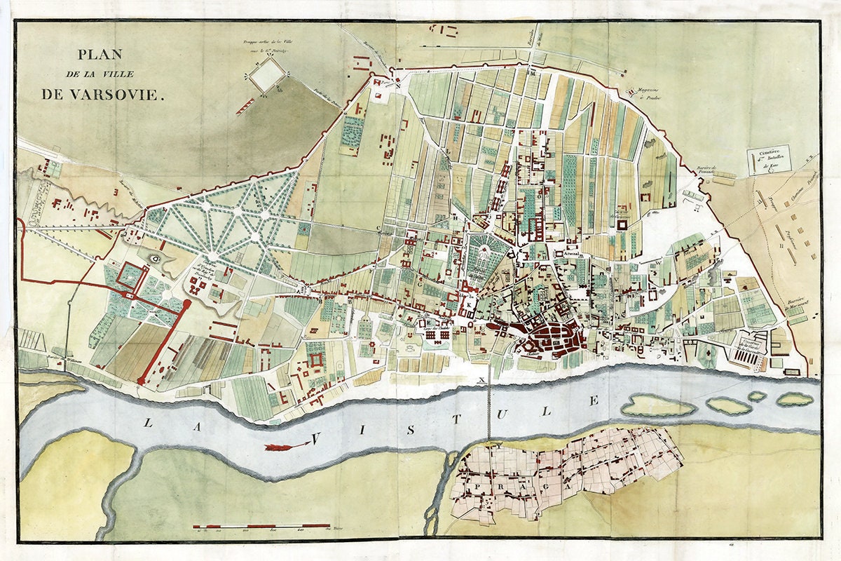 1796 Map of Warsaw Poland