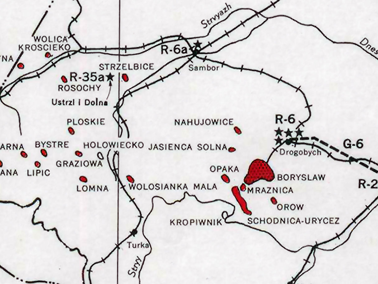1945 Map of Carpathian Galicia and Ukraine Oil and Gas Fields