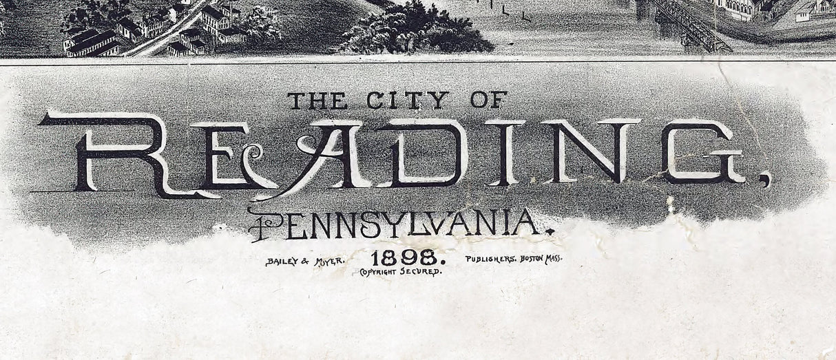 1898 Panoramic Map of Reading Pennsylvania