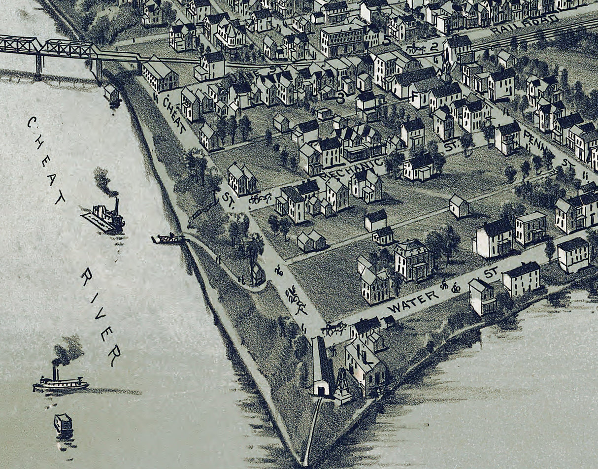1902 Panoramic Map of Point Marion Pennsylvania Fayette County