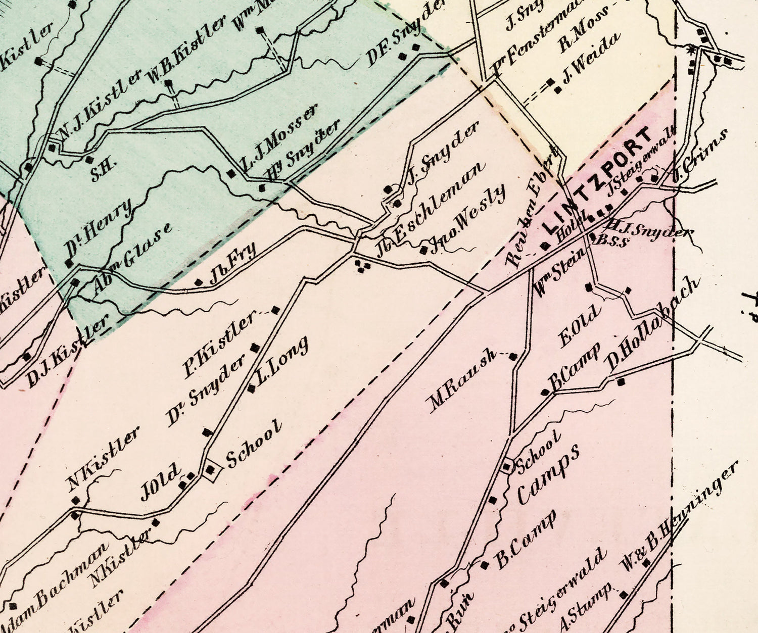 1876 Map of Lynn Township Lehigh County Pennsylvania
