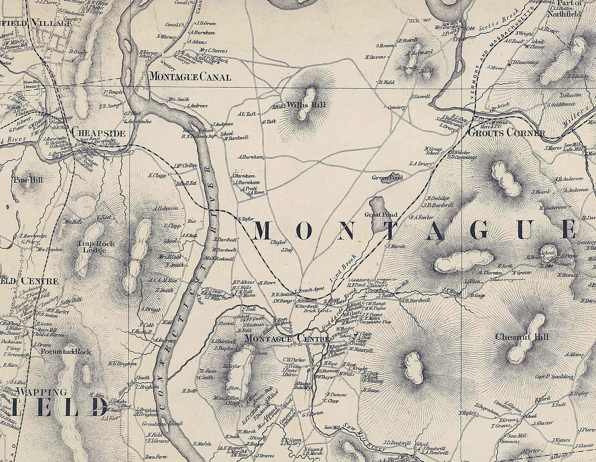 1858 Map of Franklin County Massachusetts