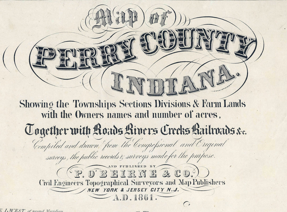 1861 Farm Line Map of Perry County Indiana