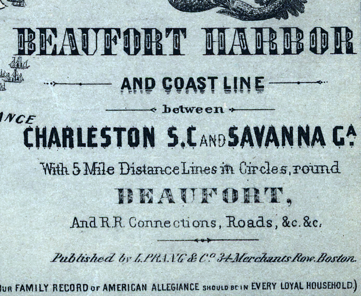 1861 Map of Beaufort Harbor Charleston to Savanna