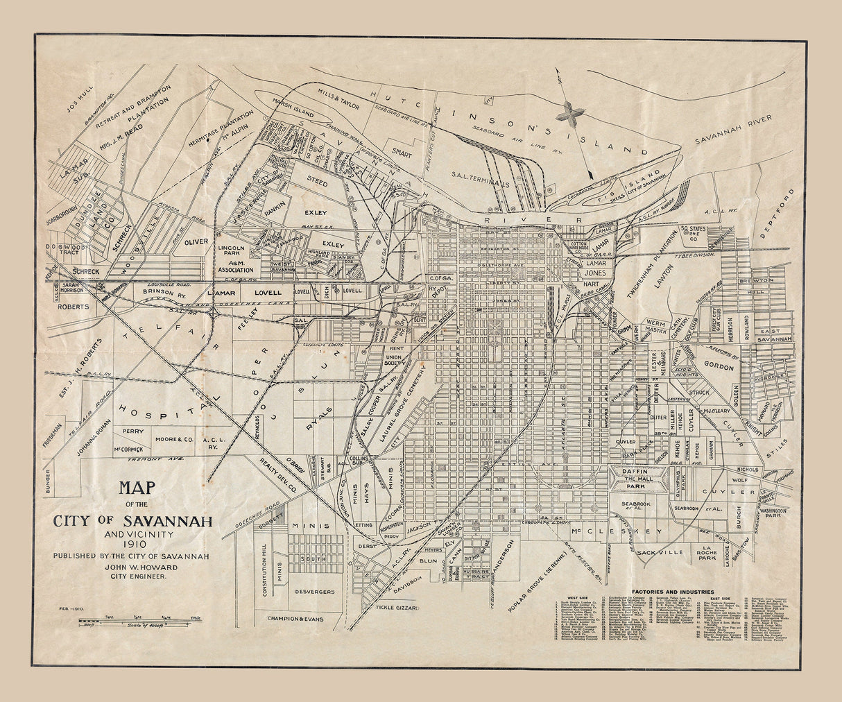 1910 Map of Savannah Georgia