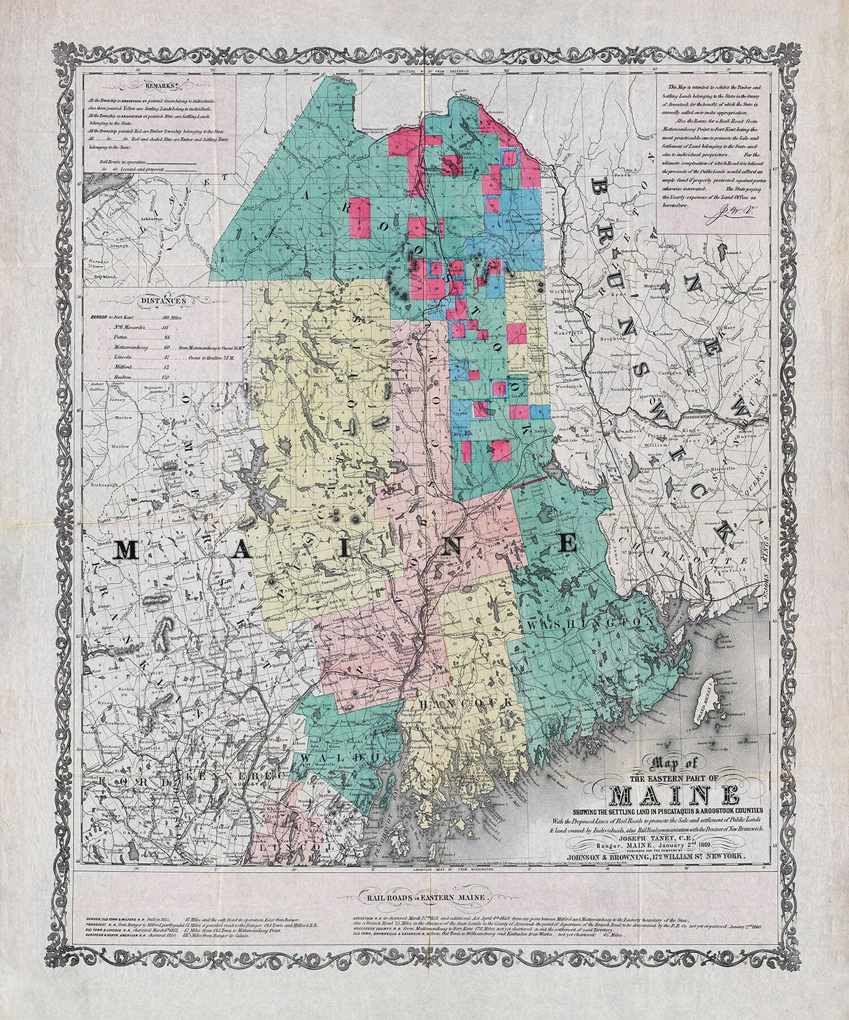 1860 Map of Eastern Maine