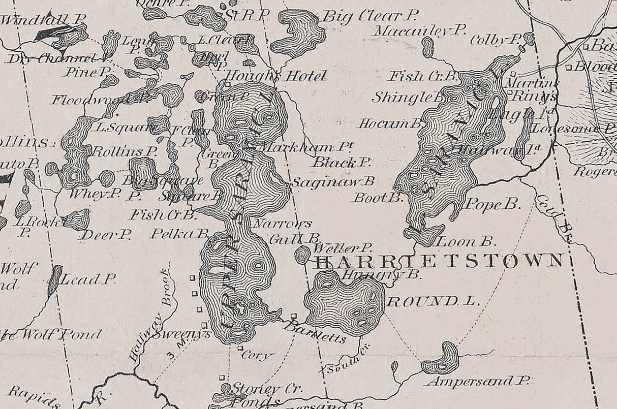 1869 Map of the Saranac Lakes New York