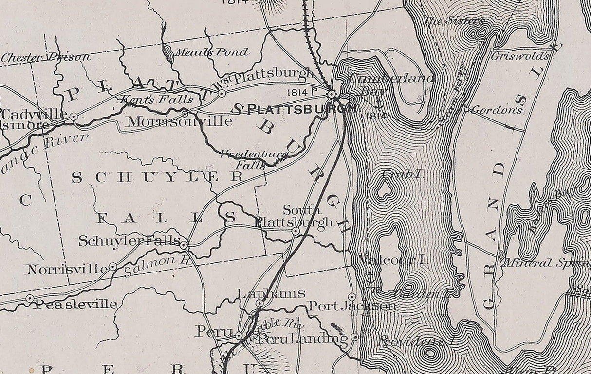 1869 Map of the Saranac Lakes New York