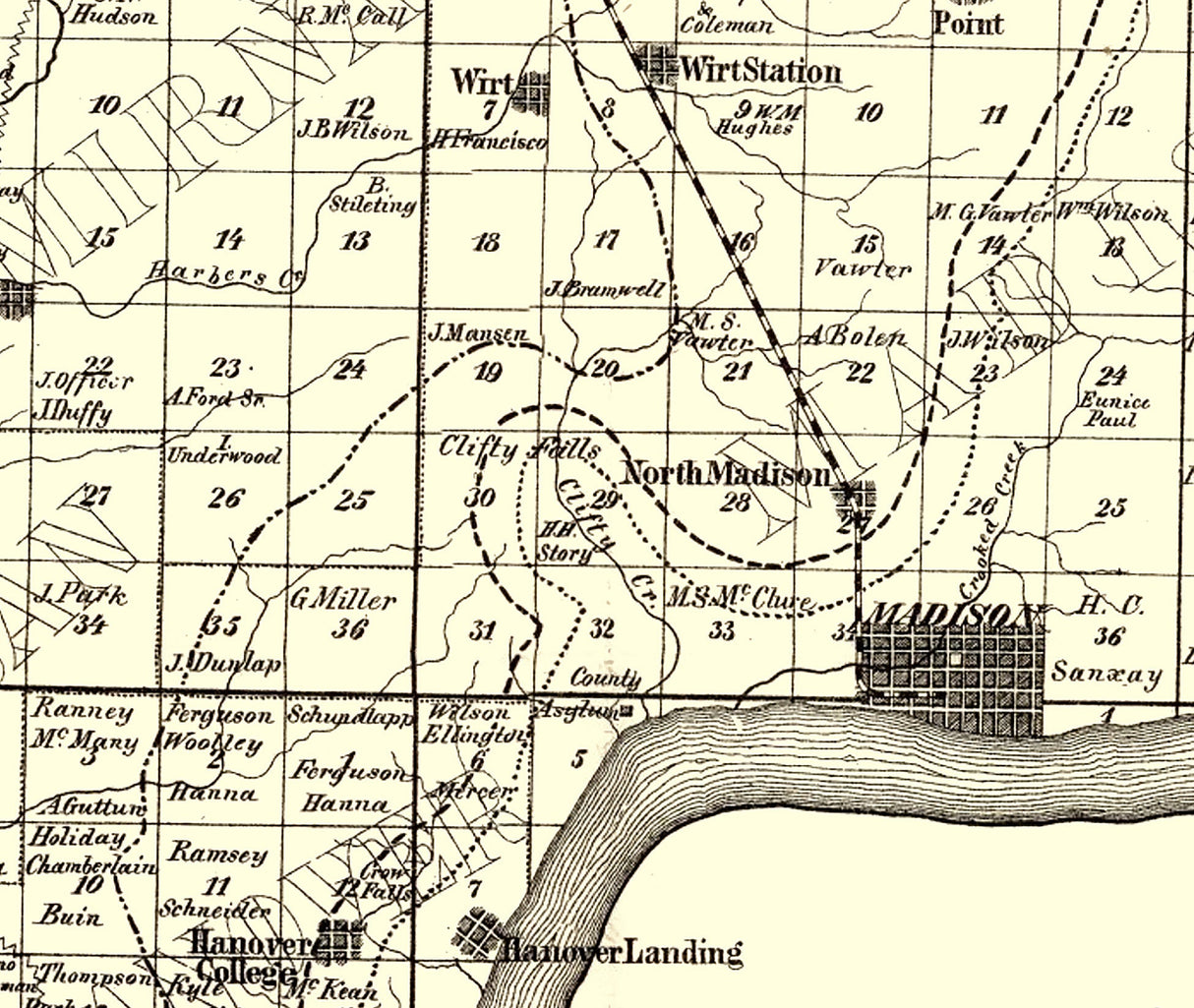 1874 Map of Jefferson County Indiana