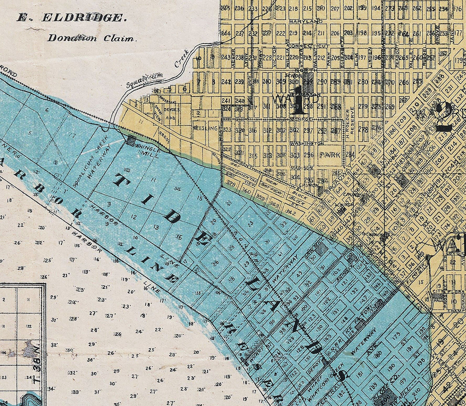 1890 Map of Fairhaven Washington and Vicinity