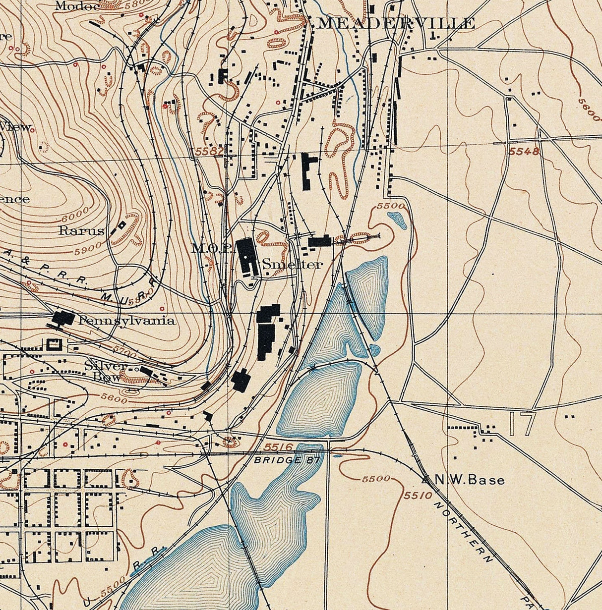 1897 Topo Map of Butte Silver Bow County Montana