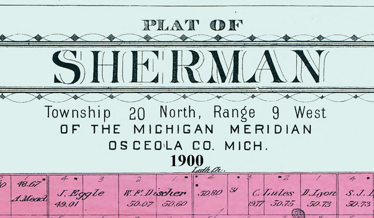 1900 Map of Sherman Township Osceola County Michigan