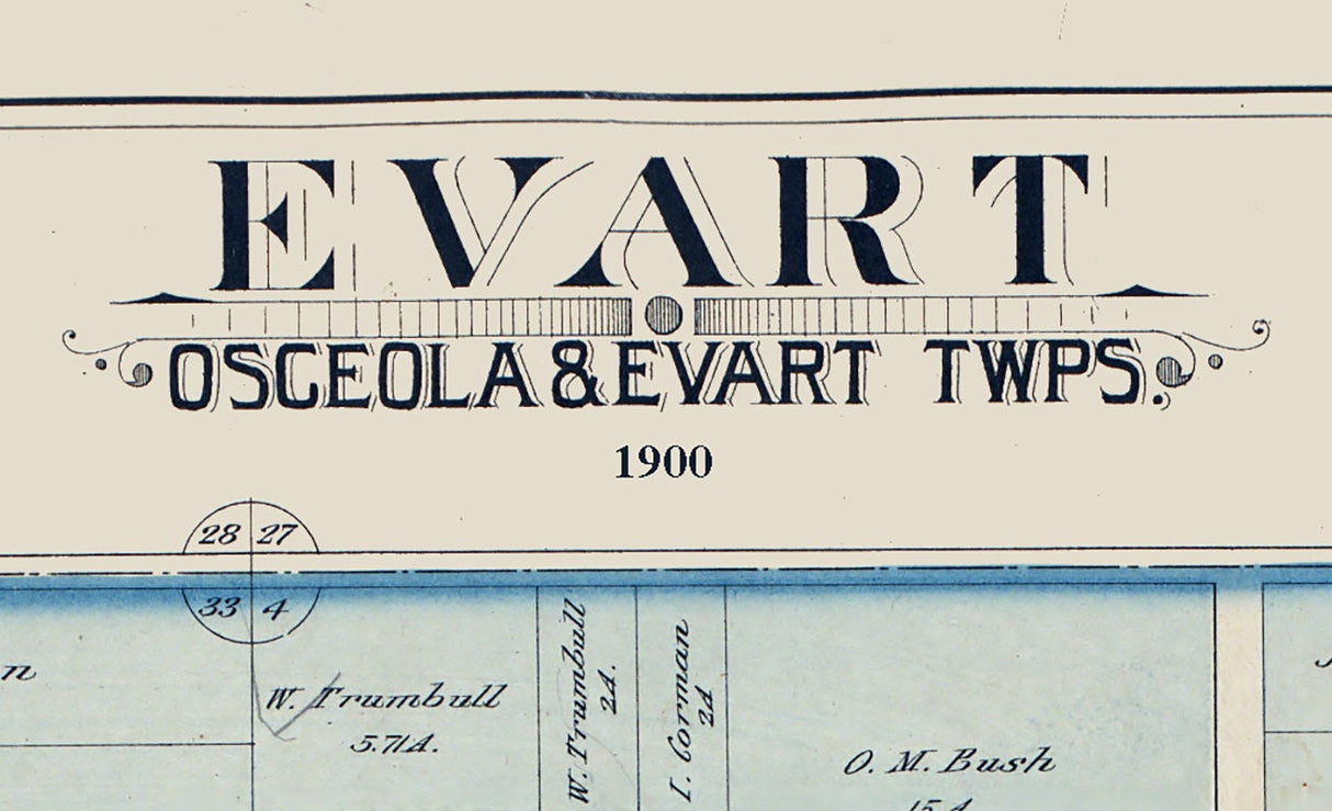 1900 Town Map of Evart Osceola County Michigan