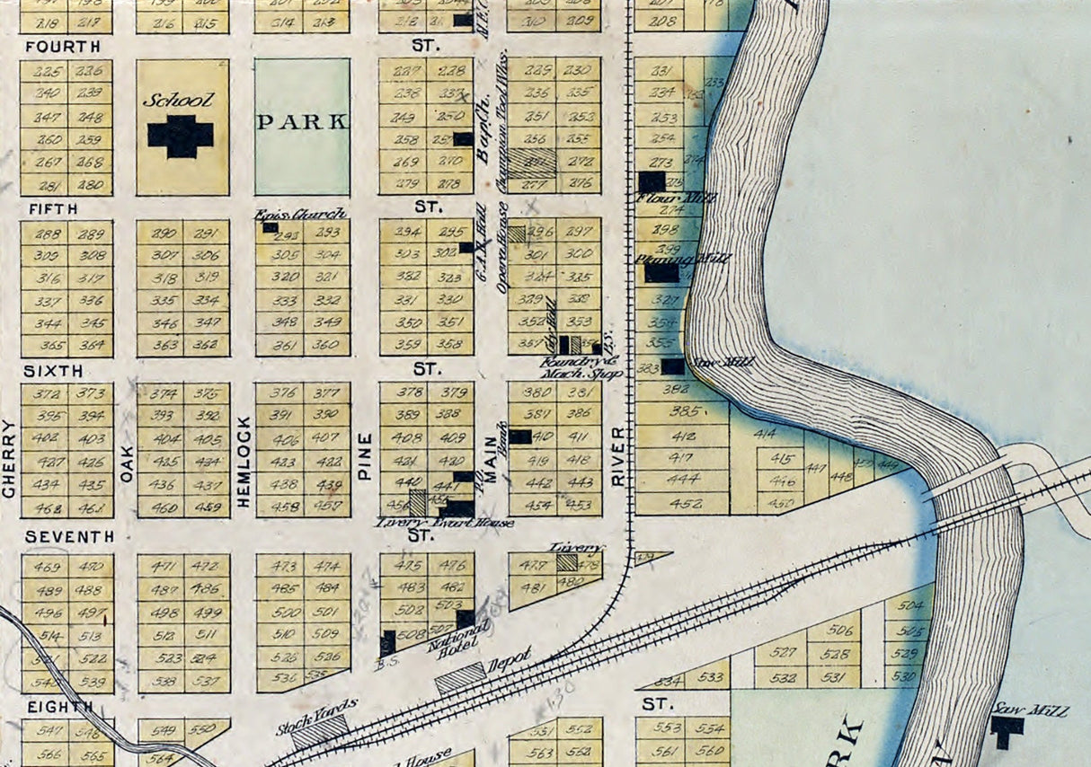 1900 Town Map of Evart Osceola County Michigan