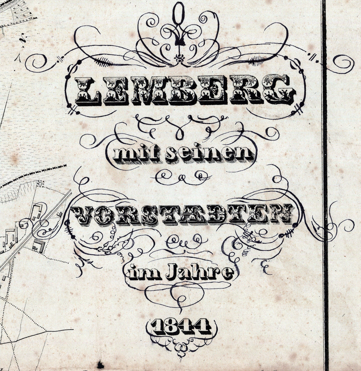 1844 Town Map of Lemberg Galicia Austria Hungary Ukraine