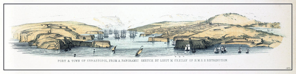 1872 Panoramic Map of Sevastopol Crimea