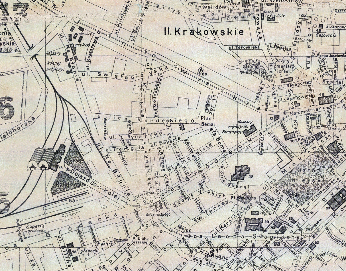 1919 Town Map of Lemberg Ukraine Lwow Galicia