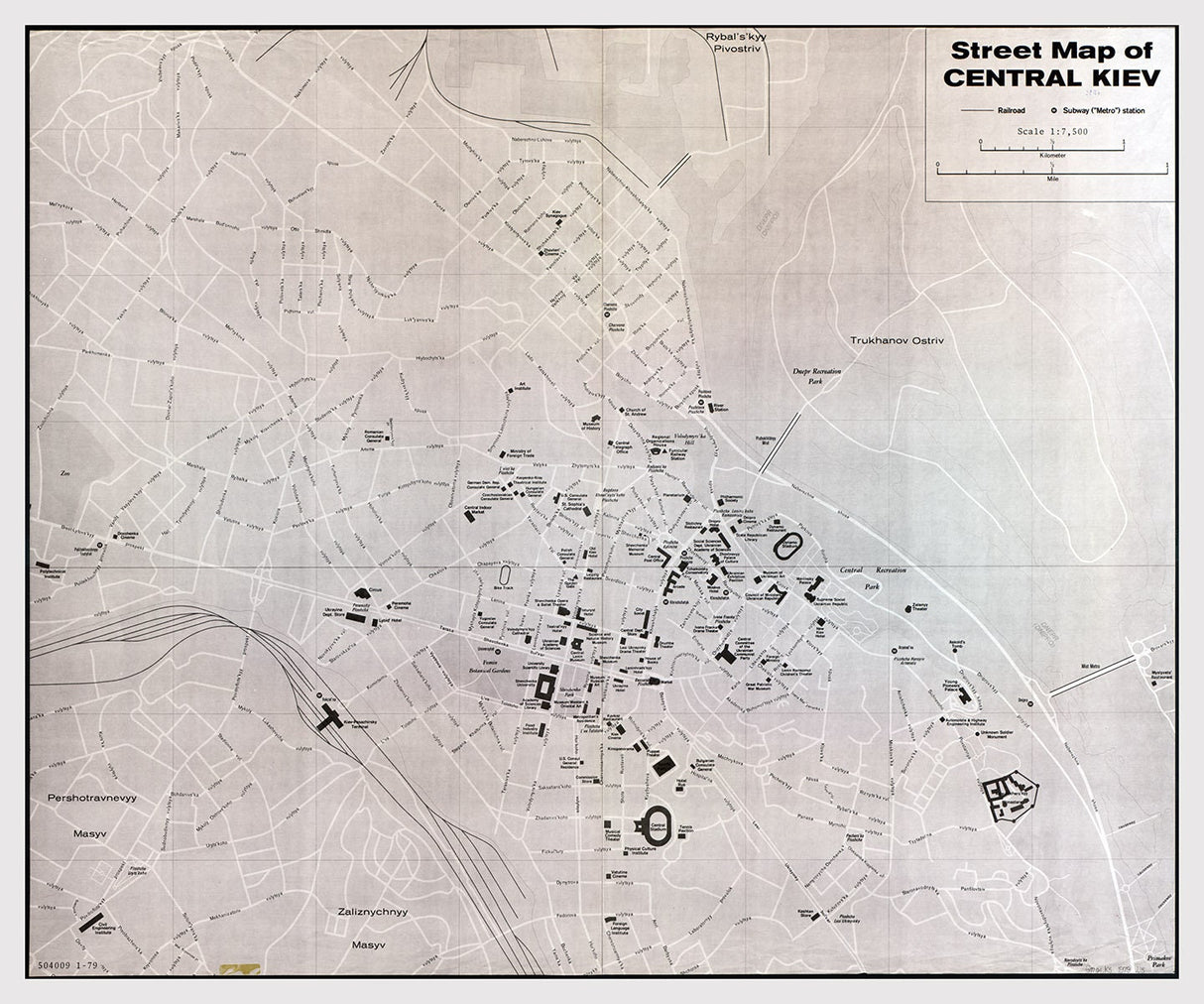 1979 Map of Kiev Ukraine